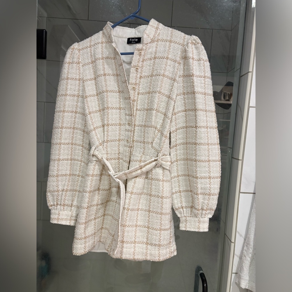 Fate Cream Plaid Women's Romper (M)